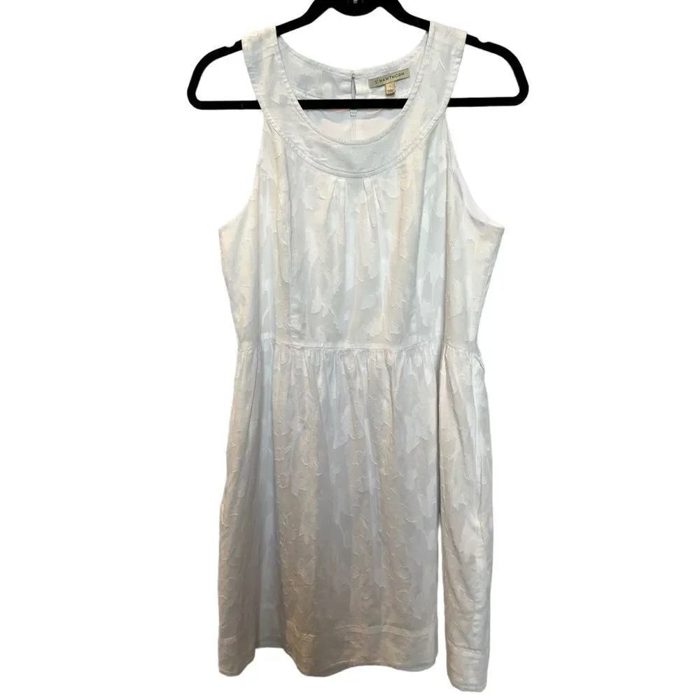 41 Hawthorn Paola Textured White Cotton Sleeveless Dress Size Large Midi